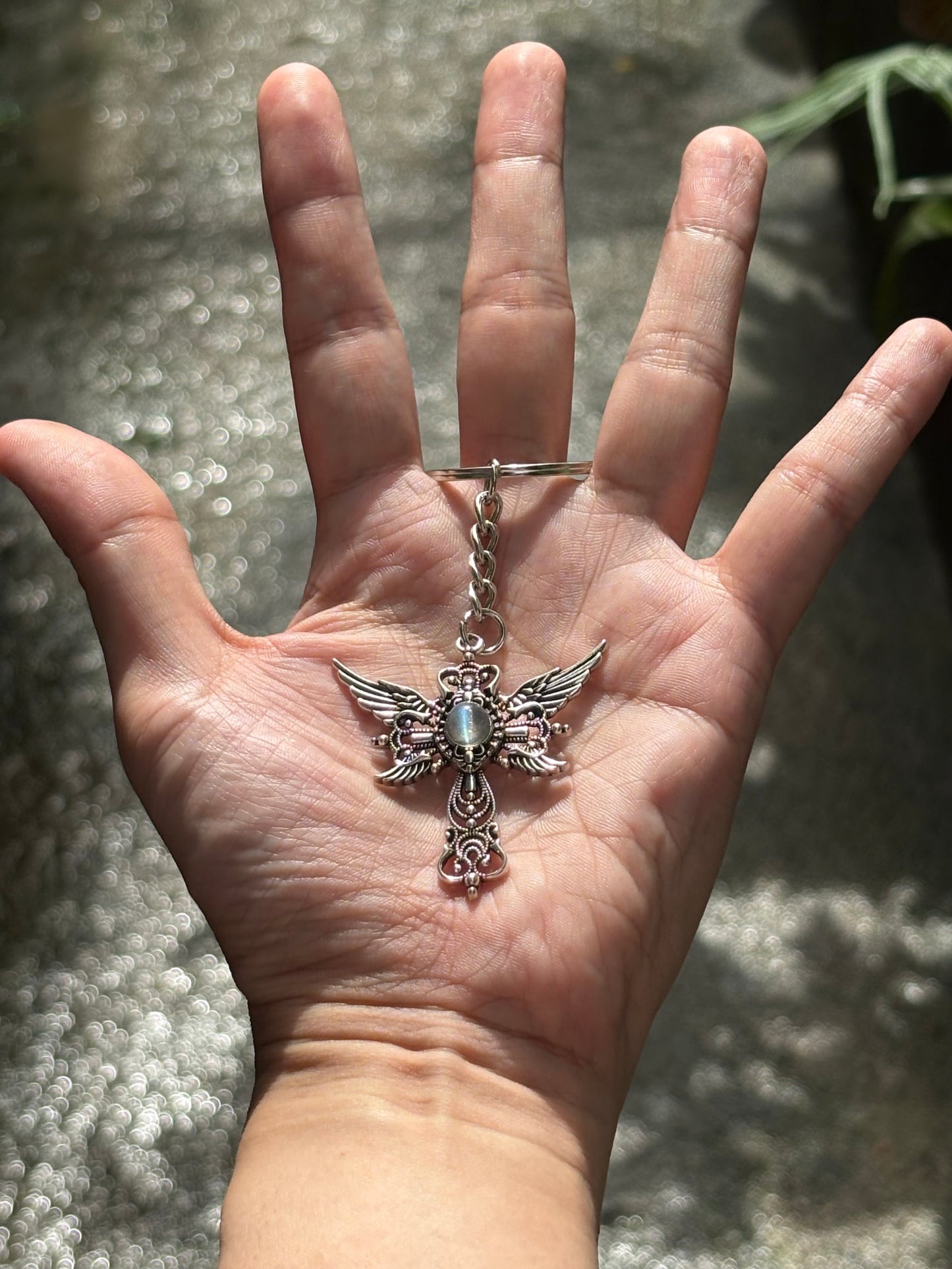 ANGEL WINGS WITH LABRADORITE KEYCHAIN