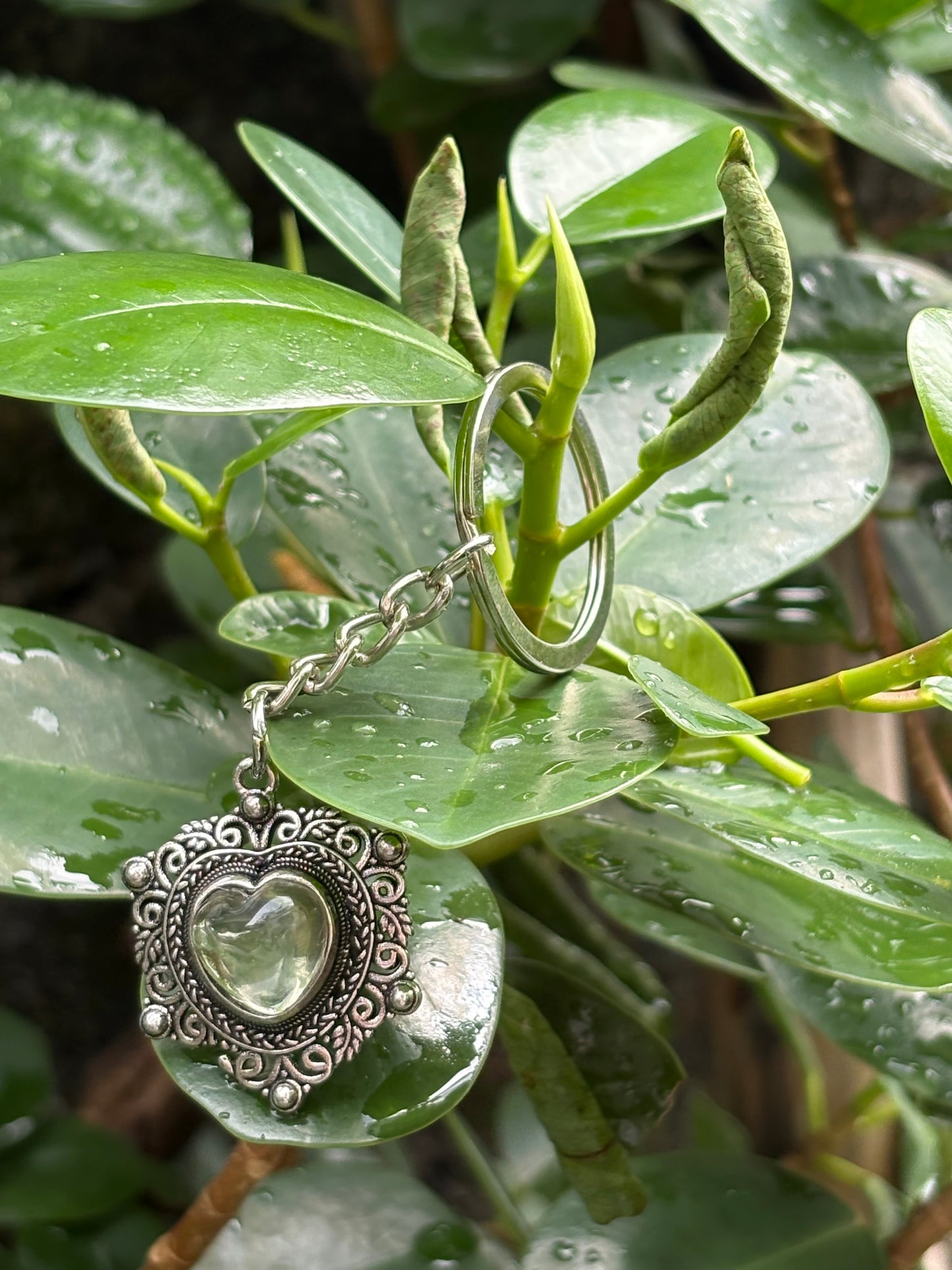 HEART WITH CITRINE KEYCHAIN