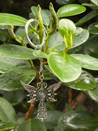ANGEL WINGS WITH LABRADORITE KEYCHAIN