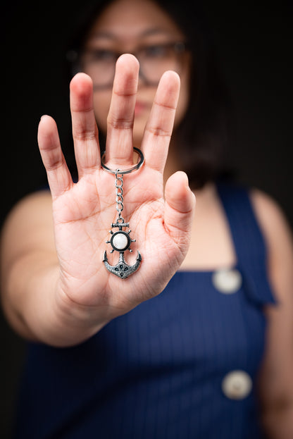 ANCHOR KEYCHAIN WITH MOONSTONE