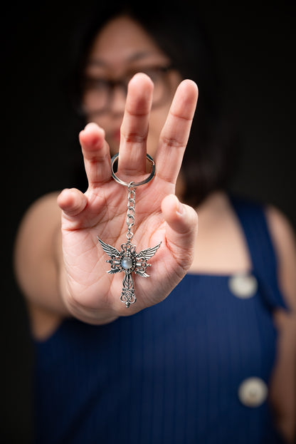 ANGEL WINGS WITH LABRADORITE KEYCHAIN