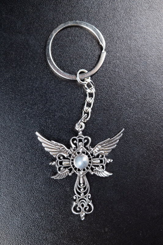 ANGEL WINGS WITH LABRADORITE KEYCHAIN