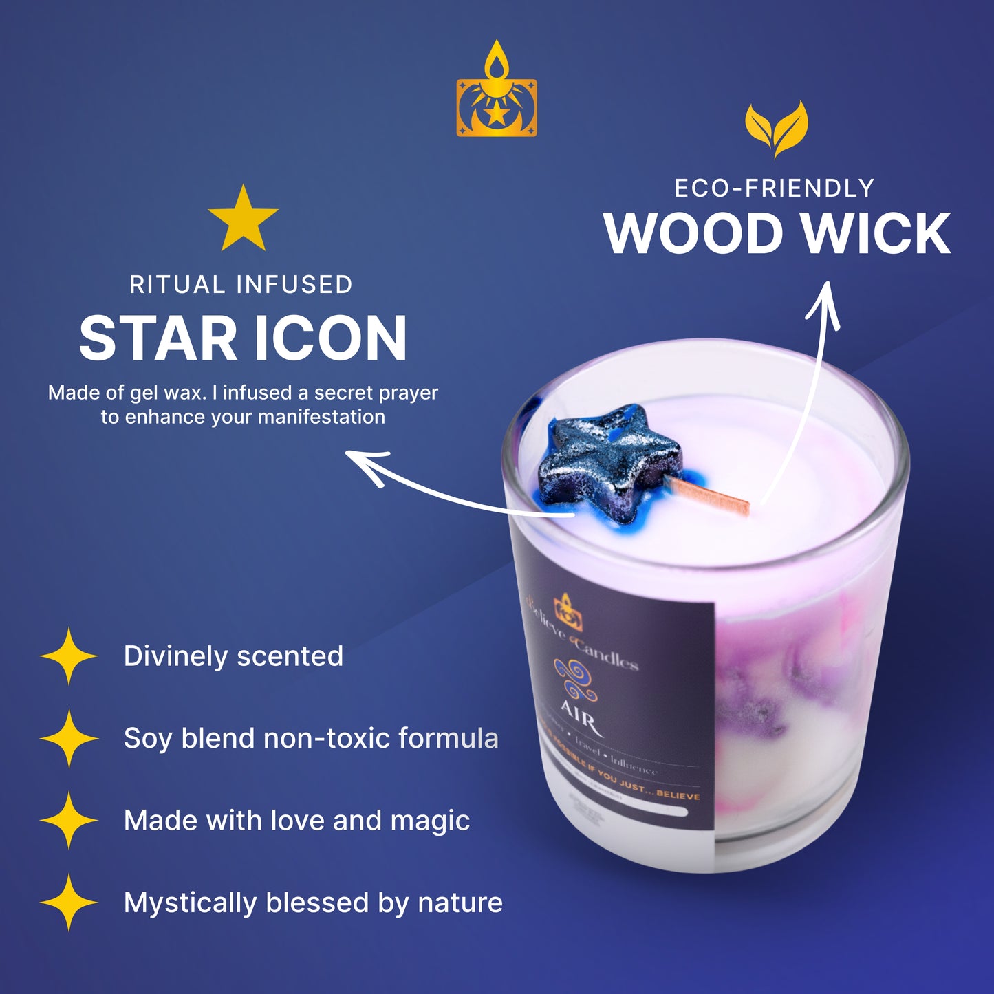 AIR Believe Candles By Janel (SOLID SCENTED CANDLE)