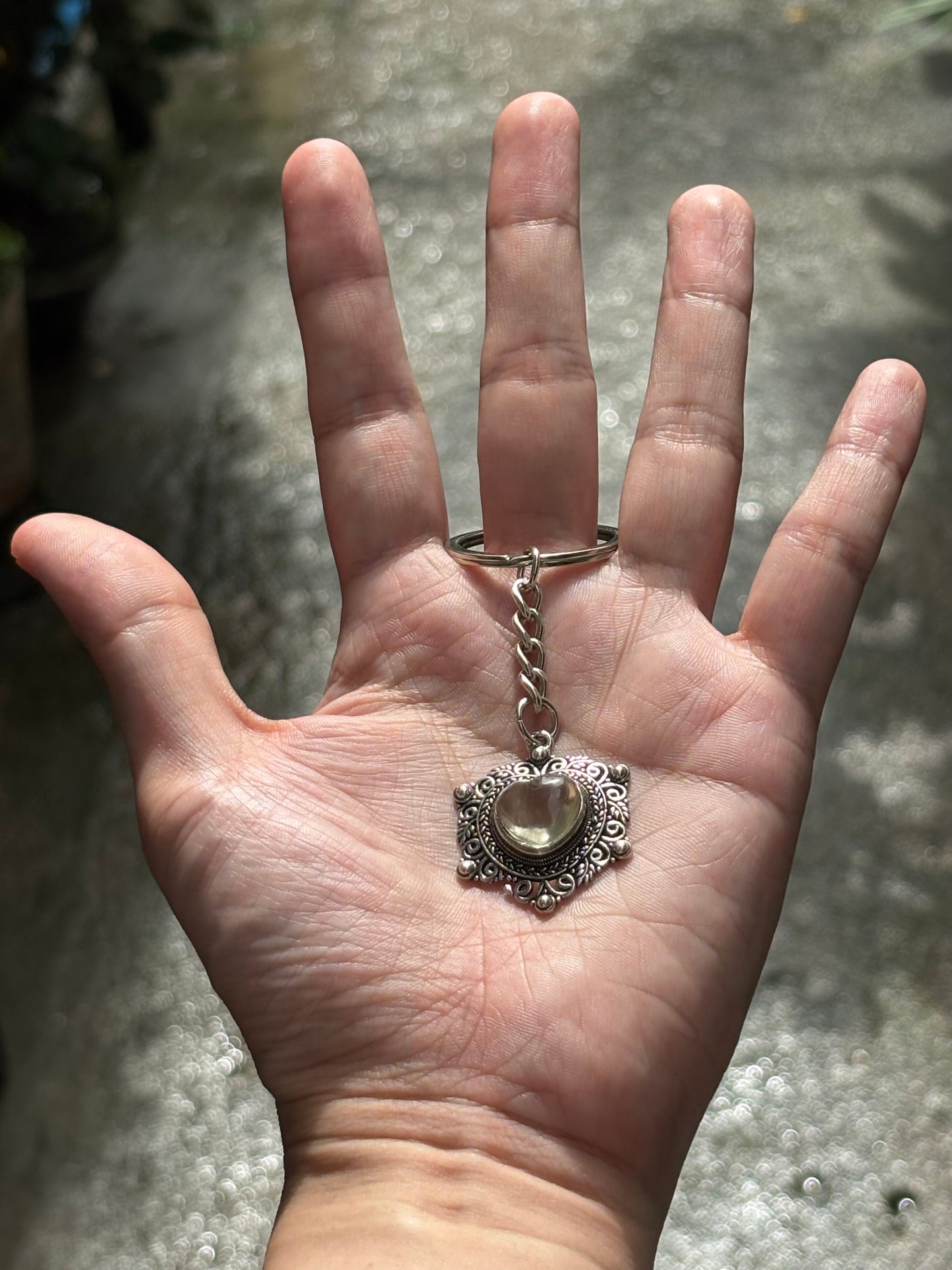 HEART WITH CITRINE KEYCHAIN