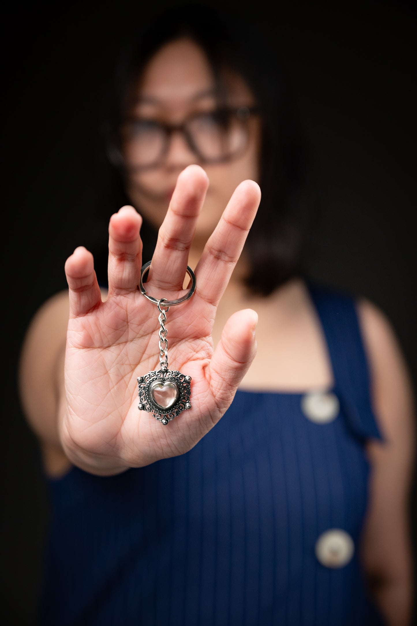 HEART WITH CITRINE KEYCHAIN