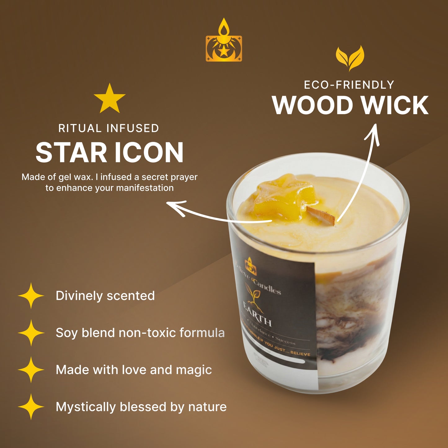 EARTH Believe Candles By Janel (SOLID SCENTED CANDLE)