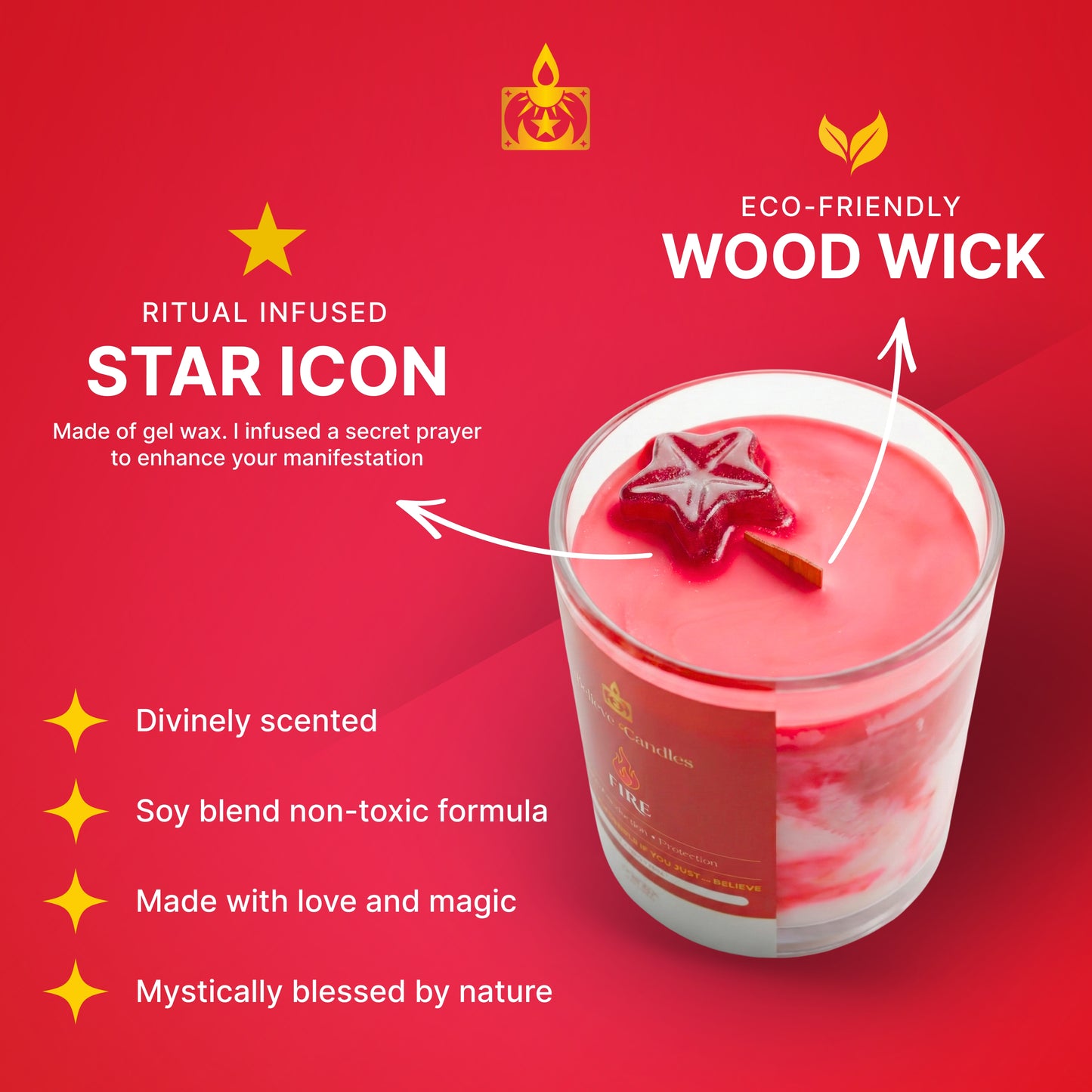 FIRE Believe Candles By Janel (SOLID SCENTED CANDLE)